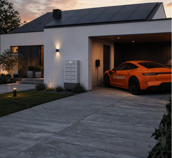 solceller och batteri. Batterilagring Dyness Stack100 PRO. Laddbox elbil, ladda bilen med solceller.